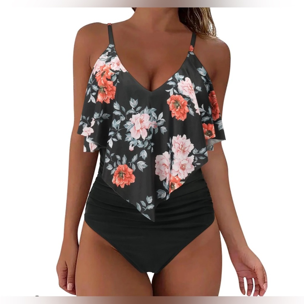 Floral Ruffle one piece Swimsuit NWOT